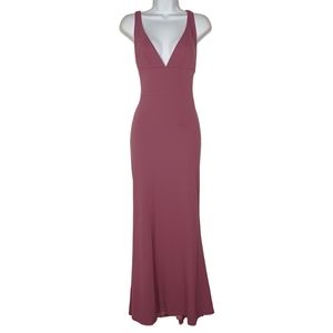 KATIE MAY Mauve Purple Sleeveless Maxi V Neck Party Evening Dress 1 (X-Small)